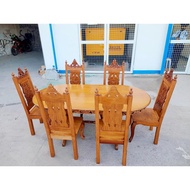 6 Seater Dining Table Set. Table is good for 8 seater, with SOLID NARRA 1pc top. 6 chairs are also m