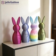 JULIEFASHION Cute 3D Printed Rabbit Ornament Colorful Easter Bunny Figurine Heart Shaped Desk Booksh
