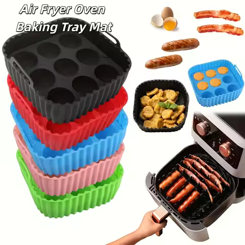 2Pcs Air Fryer Silicone Baking Tray Mat Heat-resistant Oven Baking Tray Pan Non Stick Air Fryer Inne
