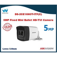 HIKVISION 5MP Fixed Mini Bullet HD-TVI Camera - DS-2CE16H0T-ITF(C)