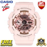 Original G-Shock GMAS110 Men Women Sport Watch Japan Quartz Movement Dual Time Display 200M Water Resistant Shockproof and Waterproof World Time LED Auto Light Sports Wrist Watches with 4 Years Warranty GMA-S110MP-4A1 Pink (Free Shipping Ready Stock)