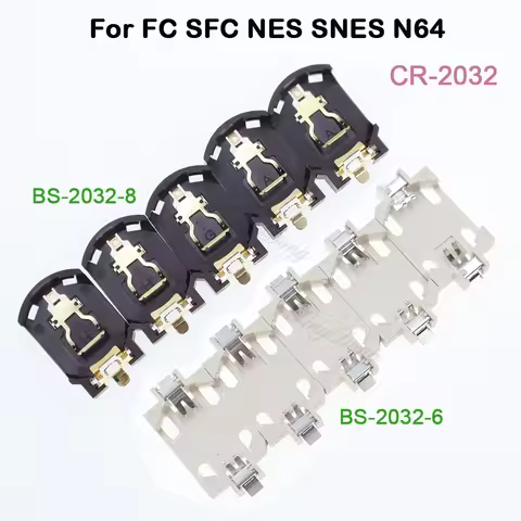 2/5/10pcs CR2032 Button Battery Holder For FC SFC NES SNES N64 Game Card BS-6 BS-8 3V CR2025 CR2032