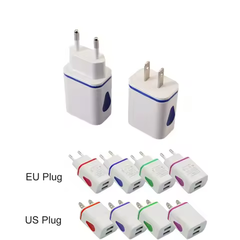 1PCS 5V2A Dual Port USB Wall Mobile Phone Charger Travel Plug Power Adapter for IPhone 14 15 Samsung