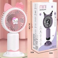 Kipas Tangan Handhelfan Mini Portable Usb Karakter Sanrio Kuromi Melody Cinnamorol Hello Kitty Lucu