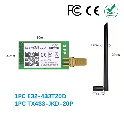LoRA 433MHz UART RF Module 433MHz 20dBm 3km CDSENET E32-433T20D Wireless Transceiver Transmitter Rec