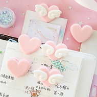 < Small Clip C8C] Japanese Pink Love Wings Decorative Photo PP Student Stationery Folder Storage