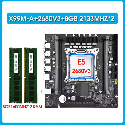 X99 c612 Motherboard Combo kit with xeon e5 2680 v3 CPU and 16GB (2*8GB) DDR4 2133MHZ REG Memory pla