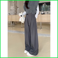 VELIN M-2XL(25-37)Plain Pants For Women Korean Style High Waist Suit Pants Loose Wide Leg Trousers