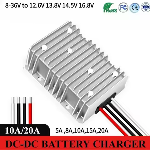 12V 24V 9-36V to 16.8V 12.6V 13.8V 14.6V 5A -20A Buck/Booster Converter DC Car Boat Battery Charger 