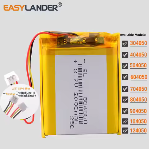 JST1.5mm 3Pin 104050 3.7v 2400mAh Li-Polymer Li-ion Battery Lipo 304050 404050 504050 604050 704050 