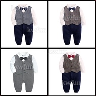 Boss Ootd Baby Boy Newborn Baby Clothing Newborn Long Sleeve Romper Gentleman Bodysuit Outfit Weddin