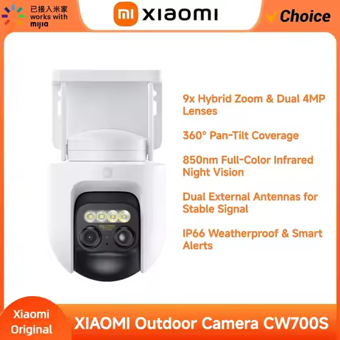 Xiaomi CW700S Outdoor Security Camera 2.5K 9X Zoom IP66 AI Human Vehicle Detection Color Night Visio