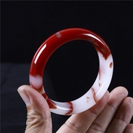 Women's Genuine Agate Jade Bracelet for Mom, Youthful Bangle, Pure Natural Xinjiang Hetian Jade Chic