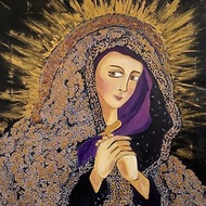 聖母瑪利亞圖標女人肖像天主教基督教牆壁裝飾油畫
