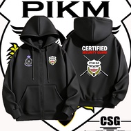 CSG Security Design Hooded cardigan Microfiber Classic Topi ritslet Unisex Pencetakan Dua Sisi