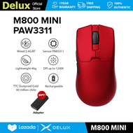 Delux M800ชุด MIMI สวิตช์ PAW3395เมาส์เล่นเกม DPI สูงสุด26000 2.4G ไร้สายชาร์จได้42G TTC สำหรับพีซี/