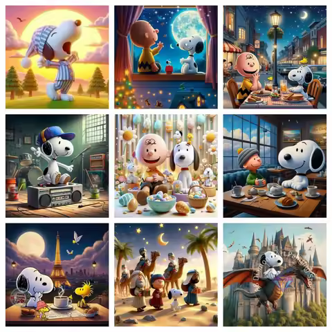 Peanuts Snoopy Diamond Painting Kit 5D DIY Diamond Embroidery Cross Stitch Handmade Art Gift Crafts