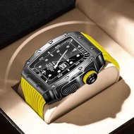 (現貨包順豐)Apple watch 陶瓷塗層 鋅合金錶殼 黃色錶帶 steel watch case w/ rubber strap - watch band designed for iWatch Series 8/7/6/5/4/SE 44mm 45mm (RM style 金屬改裝)