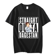 T-shirt meme Hasbulla Fighting, cetakan grafik Straaight Outta Dagestan Mini Khabib Blogger, t-shirt