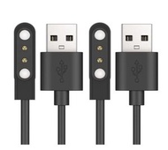 Others - USB磁性充電線2條裝，智慧手錶相容充電器，適用於小米Haylou太陽能手錶充電線，兼容YAMAY SW022、Ticwatch GTX、CXB01