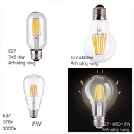 Edison led bulb A60-8w/ St64 - 8w yellow light, E27, decorative light bulb