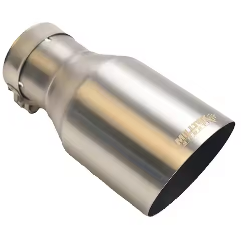 MILLTEK SPORT Universal Car Muffler 304 Stainless Steel Matte Brushed Finish with Pointed Exhaust Ti