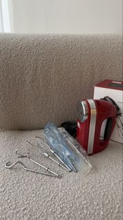 【近全新】KitchenAid 9速手持攪拌機（帝王紅）附完整配件與原廠盒 [Like New] KitchenAid 9-Speed Hand Mixer (Empire Red) w/ Full 