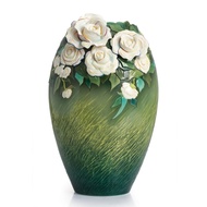 【中港法藍瓷】綠瓶裡的白玫瑰 梵穀花瓶