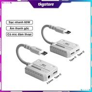 Plextone GS1 2in1 audio conversion cable with conversation mic supports 60W fast charging