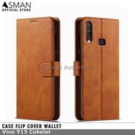 Asman Case Vivo Y15 Leather Wallet Flip Cover Premium Edition