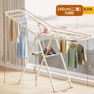 免安裝折疊翼型衣架可折疊碳鋼毛巾架晾衣架多層落地式晾衣架晾鞋架家用室內陽台小曬衣架（白色，二樓）