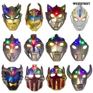 Weststreet Halloween Xmas Party Ultraman LED Light Full Face Cover Mask Kids Cosplay Prop