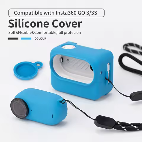 Silicone Cover for Insta360 GO 3/3S Soft Flexible Anti-Scratch Protective Case with Lanyard Lens Cap