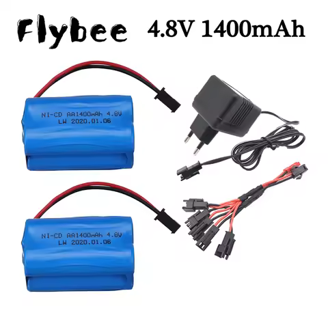 (SM Plug) Ni-CD 4.8v 1400mah Battery + EU Charger For Rc toys Cars Tanks Robots Boats Guns 4* AA 4.8
