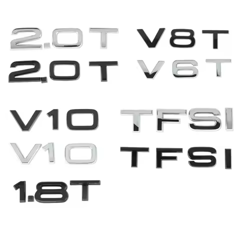 TFSI V10 2.0T V8T 1.8T V6T 3D Metal Logo Letter Emblem Car Sticker Center Cover For Audi A4 B8 A3 8P