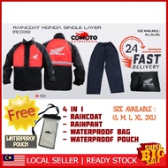 Raincoat Motorcycles Baju Hujan (Red) Single Layer Raincoat with Pants / rain coat FREE WATERPROOF P
