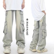 Bach LAI JEANS - WIDE-TUBE BOXED JEANS WITH Y2K STYLE SHOES Menswear Men