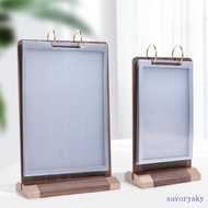 SAVORYSKY​ Ads Display Stand, Wooden Holder Loose leaf Menu Card Holder, Multipurpose Label Holder A
