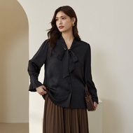 QLX | เสื้อเชิ้ตคอวีไซส์ใหญ่ Elegance Soft Korean Style Slim Fit Polyester Fiber Long Sleeve Pure Co