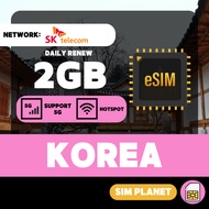 eSIM Planet 【 Korea 】SKT KT Korea eSIM  Daily Renew 500MB 1GB 2GB Travel eSIM Jeju Island Seoul