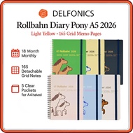 DELFONICS Rollbahn Diary Pony A5 (Oct 2025 – Dec 2026) – 18-Month Monthly Planner Notebook with 165 