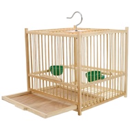 Bamboo Bird Cage Small Parrot Cage Budgie Lovebird Cockatiel Cage Bamboo Parrot Cage for Tray and Ha