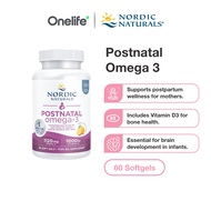 Nordic Naturals Postnatal Omega 3 1120mg with 1000 IU Vitamin D3 60 Softgels - For Optimal Wellness