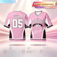 Cute Pink ITZY Yuna No.5 Print SporJersey Quick Dry Short Sleeve Jersey Family Matching Parent Kids 