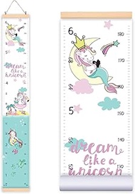 Height Growth Chart for Kids Unicorn Mermaid - Baby Measuring Canvas Ruler. Nursery Hanging Wall Dec