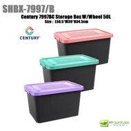 SHBX-7997/B BLACK - Century 7997BC Storage Box W/Wheel 50L L58.5*W39*H34.5cm
