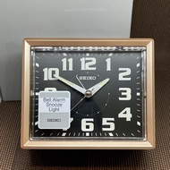 [Original] Seiko Clock QHK024G LumiBrite Quiet Sweep Snooze Black Gold Rectangle Alarm Clock QHK024