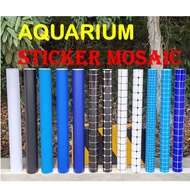 AQUARIUM Sticker mosaic style background sticker black  white blue square grid  landscaping decorati