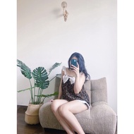 Women's clothes, cute women's home clothes with floral patterns and bows on the chest, 45-60kg