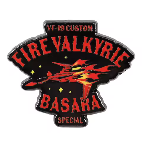 The Super Dimension Fortress Macross Logo Enamel Pin Vf-19 Custom Fire Valkyrie With Basara Special 